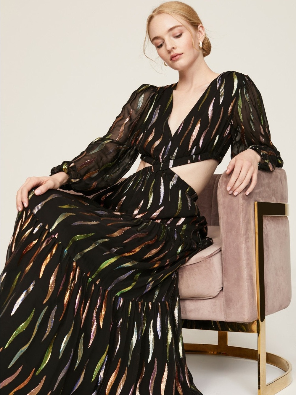 Black Multicolor Cutout Maxi Dress - Picture 4 of 5
